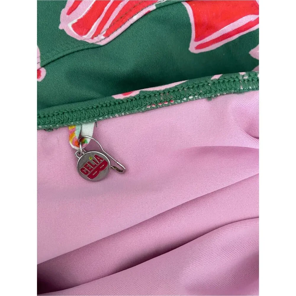 Celia B Granato One Piece Tie Shoulder Swimsuit Green Pink Size XL